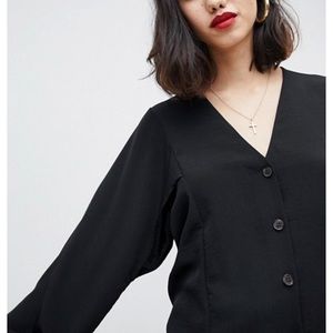 RIVER ISLAND Black Button Down Top